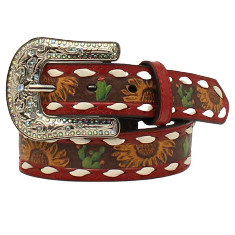 Angel Ranch Girl's Red Sunflower Belt