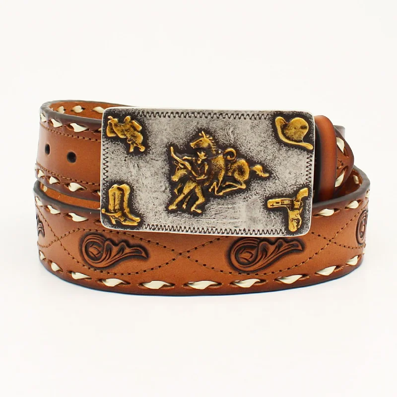 Angel Ranch Buck Stitch Rectangle Buckle Belt