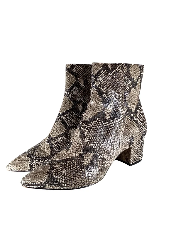 Boots Ankle Heels By Edge In Snakeskin Print, Size: 9.5