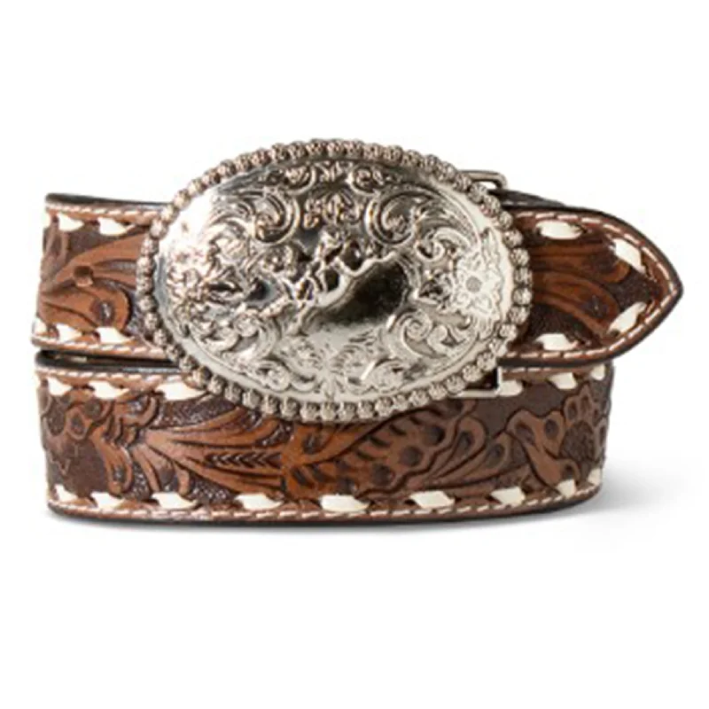 Ariat Kid's Brown Floral Tooled Belt