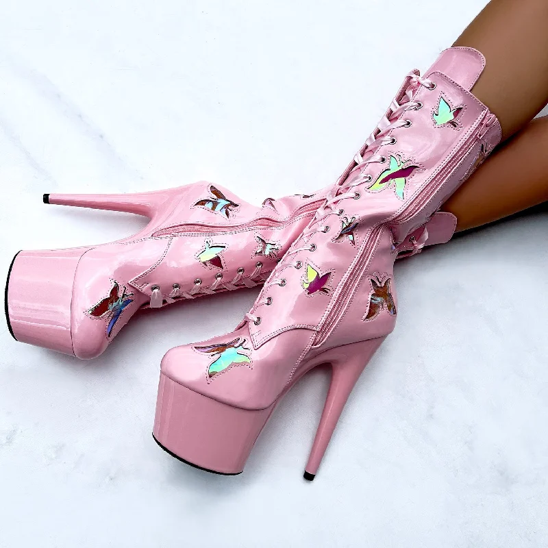 Butterfly Boot - Pink - 7 INCH