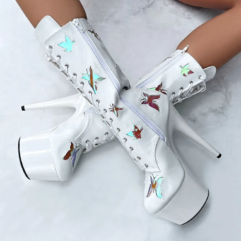 Butterfly Boot - White - 7 INCH