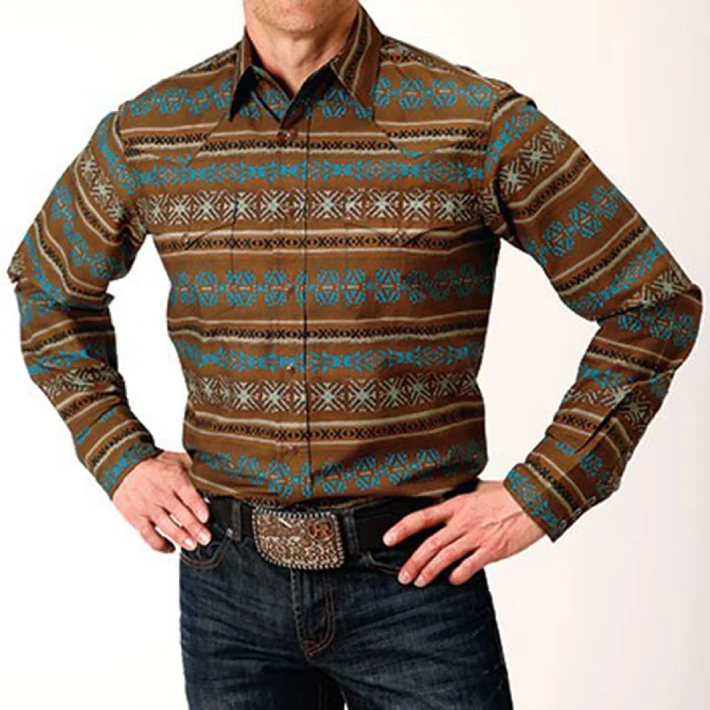 Roper Men's Clay Aztec Print Shirt