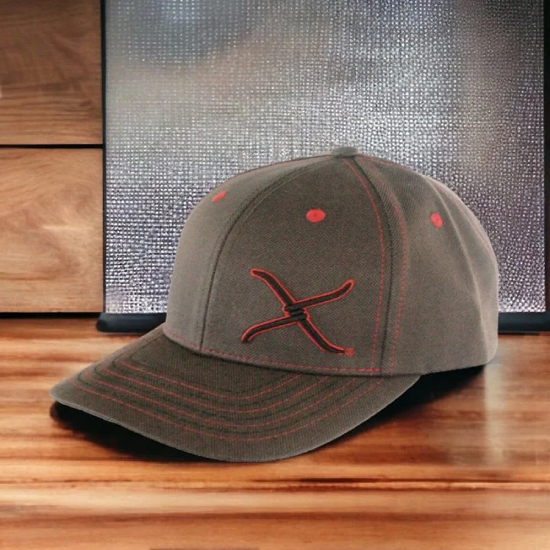 Twisted X Distressed Black & Red on Green Cap