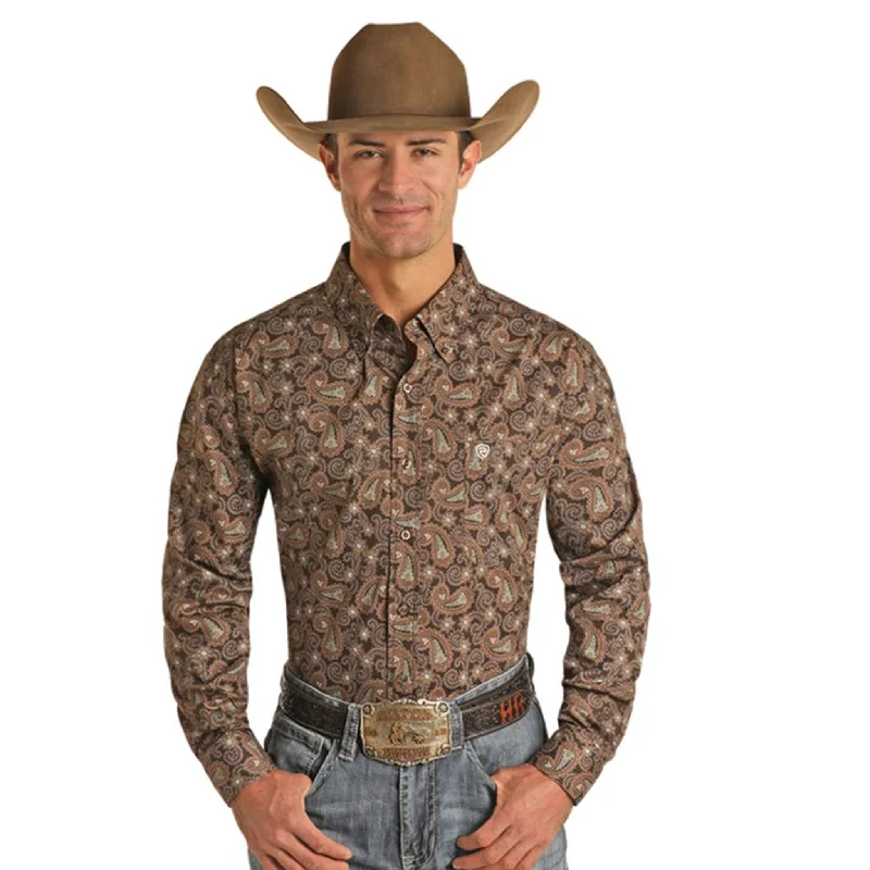 Panhandle Men's Dark Brown Paisley Shirt