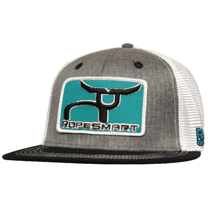 Rope Smart Grey & White Teal Patch Cap