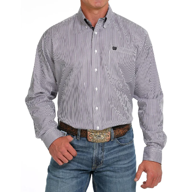 Cinch Men's Grey & White Stripe Shirt