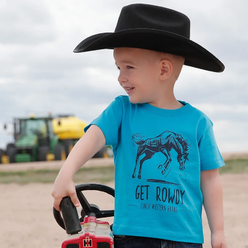 Cinch Kids Turquoise Get Rowdy Bronc Tee