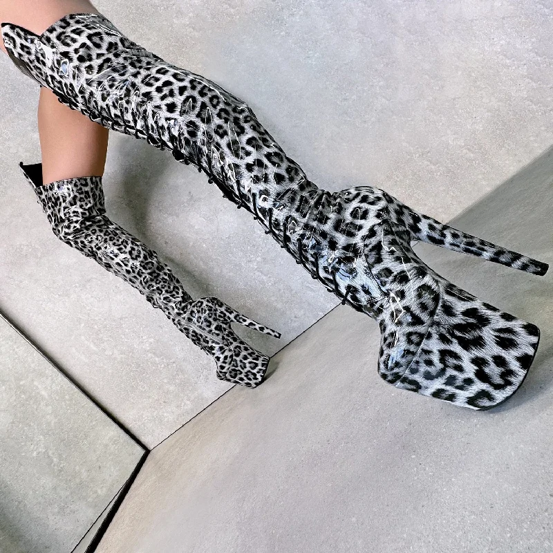 Snow Leopard Thigh High - 8 INCH