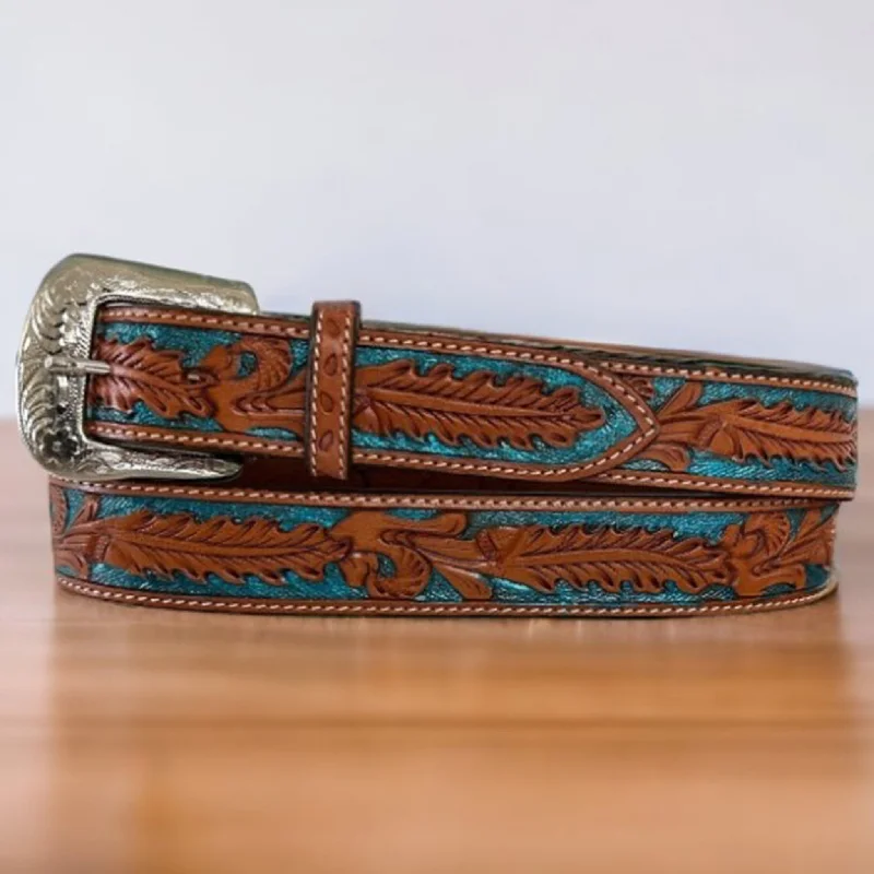 Twisted X Men's Leaf Tooled Inlay Belt