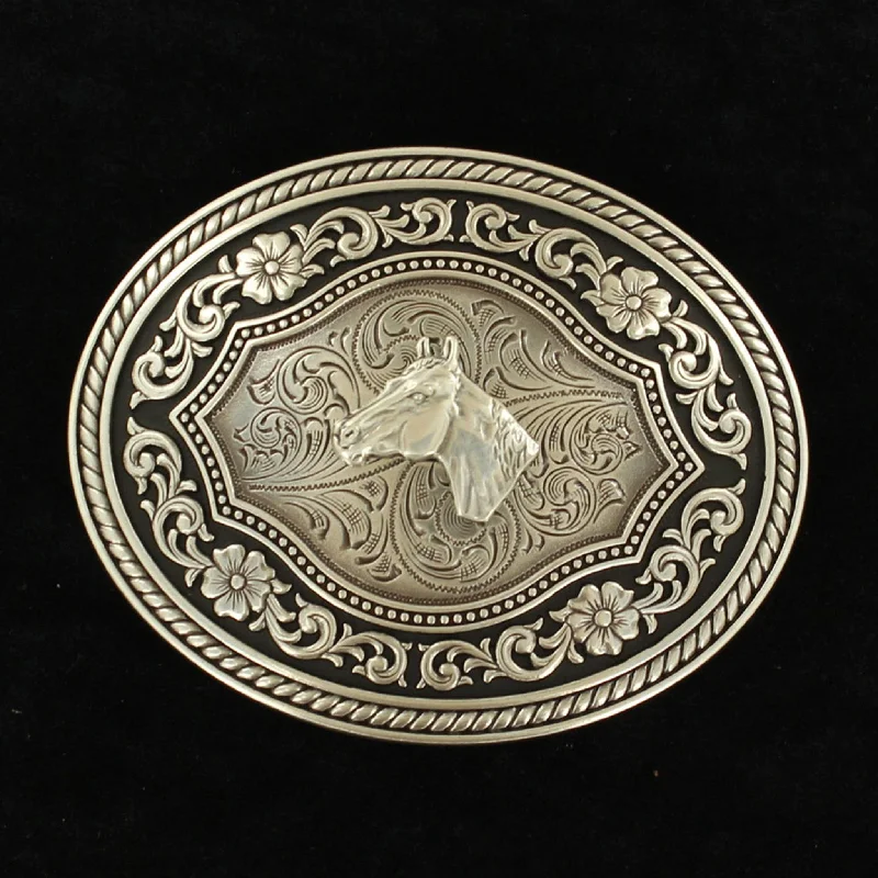 Nocona Oval Rope Edge Horsehead Buckle