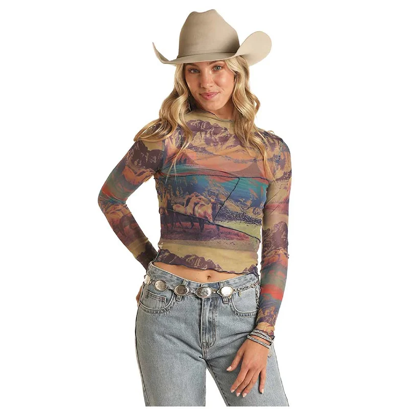 Panhandle Women's Multi Print Mesh Shirt