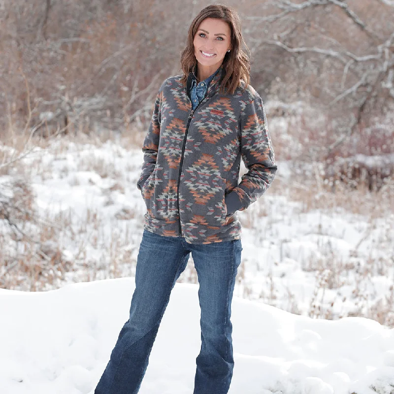 Cinch Women's Navy Aztec Zip Up Fleece