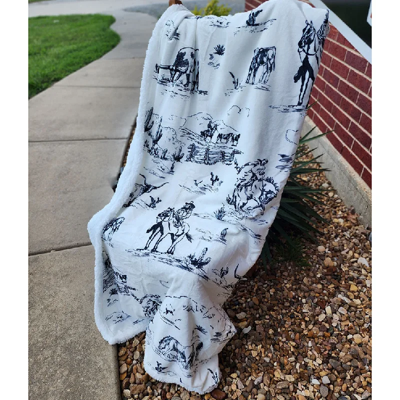 Ranch Life Western Toile Campfire Sherpa Throw