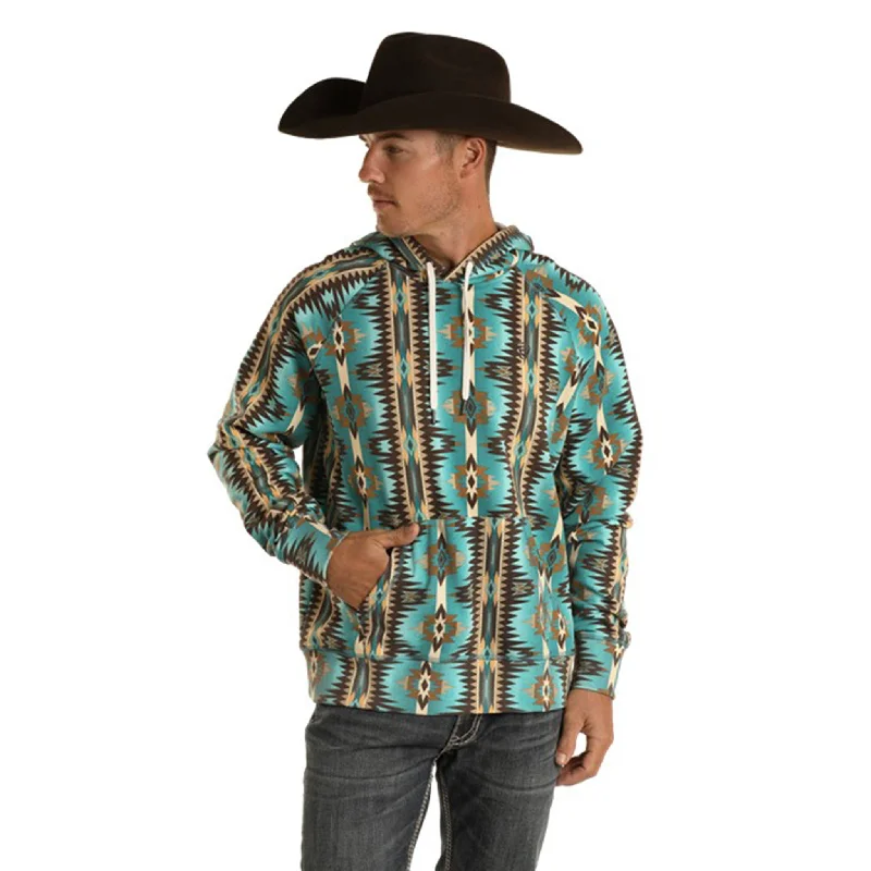 Panhandle Men's Turquoise Aztec Hoodie