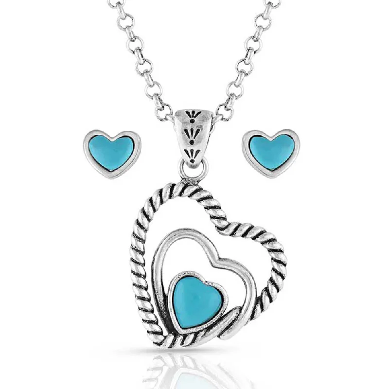 Montana Silversmith's Turquoise Stone Heart Set