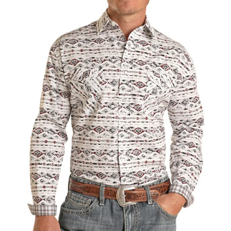 Panhandle Men's White/Red Aztec Shirt