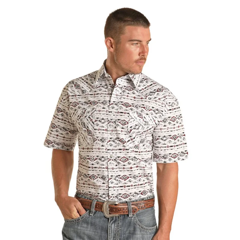 Panhandle Men's White/Red Aztec Shirt