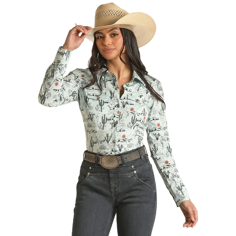 Rock & Roll Ladies Dale Brisby Cactus Print Long Sleeve