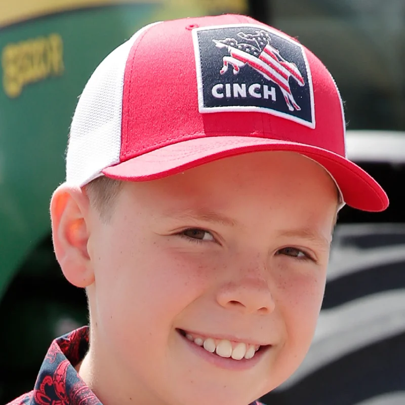 Cinch Youth Red & White Bronc Cap