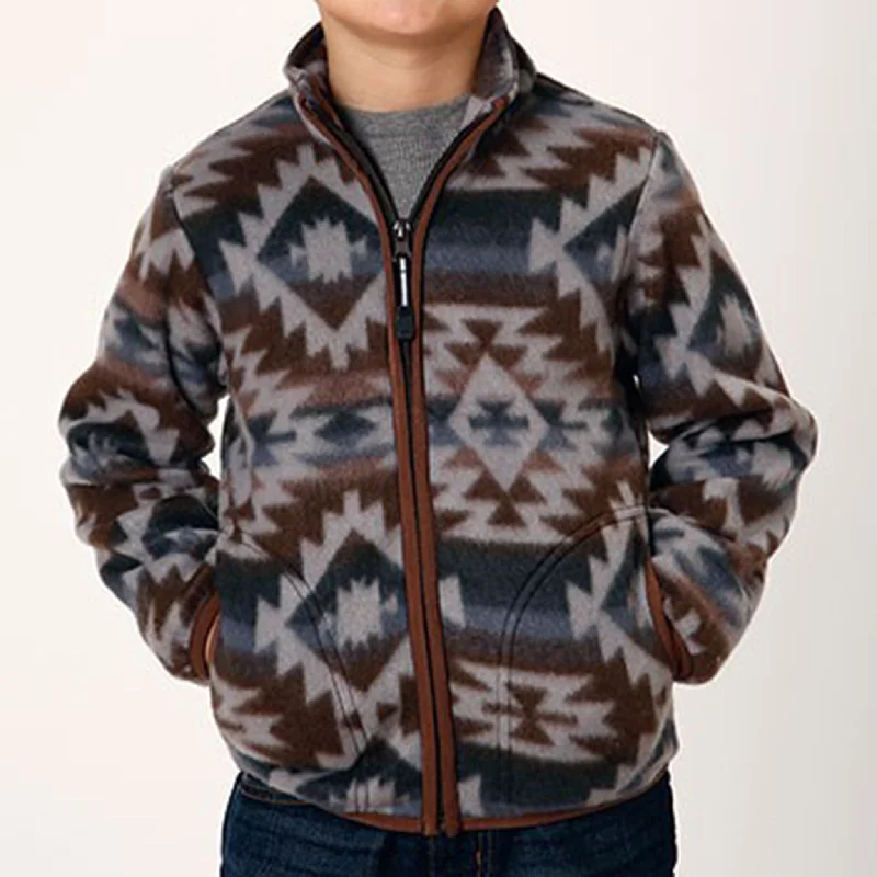 Roper Youth Brown & Grey Aztec Fleece